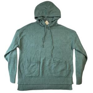 A New Day Women Hoodie Size M Teal Long Sleeve Pullover Pockets Drawstring NWT